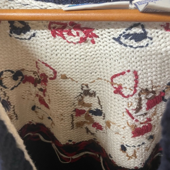 Vtg NorthCrest Christmas Sweater Womens XL Cardigan Holiday Grandmacore Navy - Picture 7 of 7